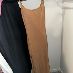 SKIMS Tan Spaghetti Strap sparkle Maxi Dress